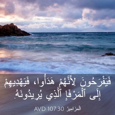 Picture 03 - اَلْمَزَامِيرُ 107:30 AVD - فَيَفْرَحُونَ لِأَنَّهُمْ - Bible Verse Picture