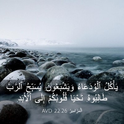 Picture 03 - اَلْمَزَامِيرُ 22:26 AVD - يَأْكُلُ ٱلْوُدَعَاءُ - Bible Verse Picture