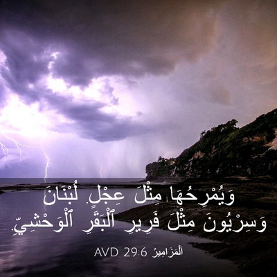 Picture 03 - اَلْمَزَامِيرُ 29:6 AVD - وَيُمْرِحُهَا مِثْلَ - Bible Verse Picture