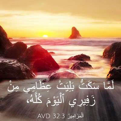 Picture 03 - اَلْمَزَامِيرُ 32:3 AVD - لَمَّا سَكَتُّ بَلِيَتْ - Bible Verse Picture