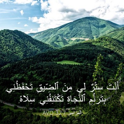Picture 03 - اَلْمَزَامِيرُ 32:7 AVD - أَنْتَ سِتْرٌ لِي. مِنَ - Bible Verse Picture