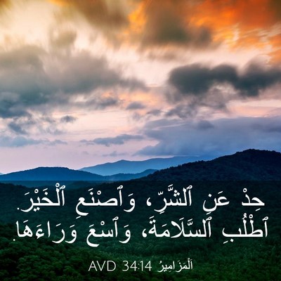 Picture 03 - اَلْمَزَامِيرُ 34:14 AVD - حِدْ عَنِ ٱلشَّرِّ، - Bible Verse Picture