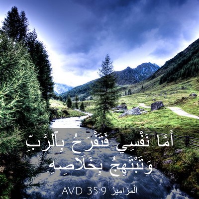 Picture 03 - اَلْمَزَامِيرُ 35:9 AVD - أَمَّا نَفْسِي فَتَفْرَحُ - Bible Verse Picture