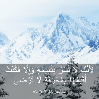 Picture 03 - اَلْمَزَامِيرُ 51:16 AVD - لِأَنَّكَ لَا تُسَرُّ - Bible Verse Picture