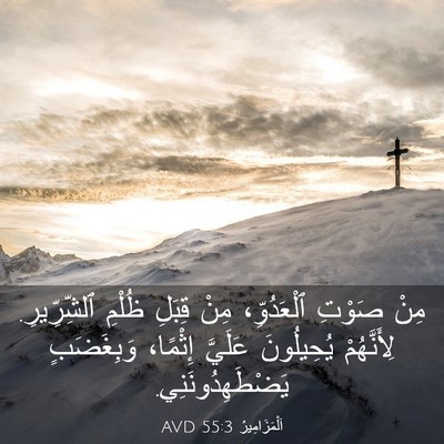 Picture 03 - اَلْمَزَامِيرُ 55:3 AVD - مِنْ صَوْتِ ٱلْعَدُوِّ، - Bible Verse Picture