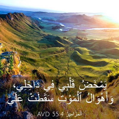 Picture 03 - اَلْمَزَامِيرُ 55:4 AVD - يَمْخَضُ قَلْبِي فِي - Bible Verse Picture