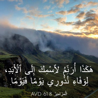 Picture 03 - اَلْمَزَامِيرُ 61:8 AVD - هَكَذَا أُرَنِّمُ - Bible Verse Picture