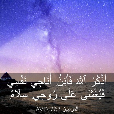Picture 03 - اَلْمَزَامِيرُ 77:3 AVD - أَذْكُرُ ٱللهَ فَأَئِنُّ. - Bible Verse Picture