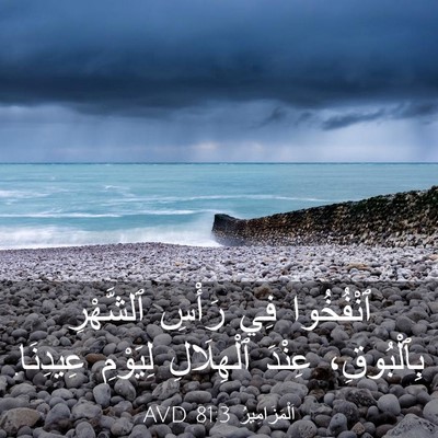 Picture 03 - اَلْمَزَامِيرُ 81:3 AVD - ٱنْفُخُوا فِي رَأْسِ - Bible Verse Picture