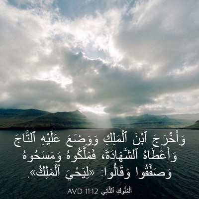 Picture 03 - اَلْمُلُوكِ ٱلثَّانِي 11:12 AVD - وَأَخْرَجَ ٱبْنَ - Bible Verse Picture