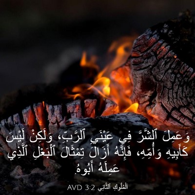 Picture 03 - اَلْمُلُوكِ ٱلثَّانِي 3:2 AVD - وَعَمِلَ ٱلشَّرَّ فِي - Bible Verse Picture