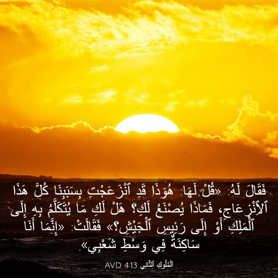 Picture 03 - اَلْمُلُوكِ ٱلثَّانِي 4:13 AVD - فَقَالَ لَهُ: «قُلْ لَهَا: - Bible Verse Picture