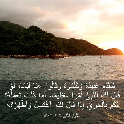 Picture 03 - اَلْمُلُوكِ ٱلثَّانِي 5:13 AVD - فَتَقَدَّمَ عَبِيدُهُ - Bible Verse Picture