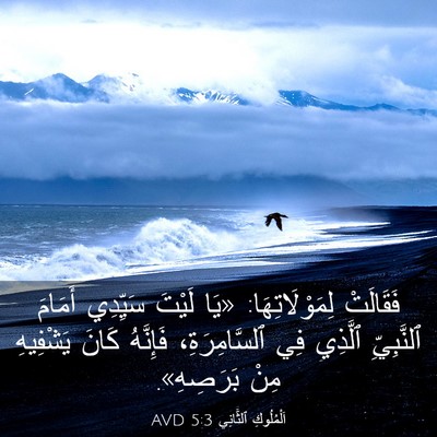Picture 03 - اَلْمُلُوكِ ٱلثَّانِي 5:3 AVD - فَقَالَتْ لِمَوْلَاتِهَا: - Bible Verse Picture