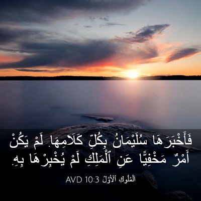 Picture 03 - اَلْمُلُوكِ ٱلْأَوَّلُ 10:3 AVD - فَأَخْبَرَهَا سُلَيْمَانُ - Bible Verse Picture