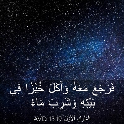 Picture 03 - اَلْمُلُوكِ ٱلْأَوَّلُ 13:19 AVD - فَرَجَعَ مَعَهُ وَأَكَلَ - Bible Verse Picture