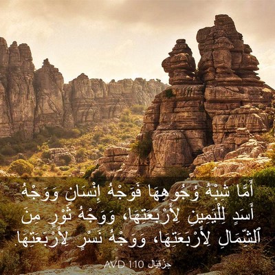 Picture 03 - حِزْقِيَال 1:10 AVD - أَمَّا شِبْهُ وُجُوهِهَا - Bible Verse Picture