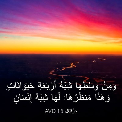Picture 03 - حِزْقِيَال 1:5 AVD - وَمِنْ وَسْطِهَا شِبْهُ - Bible Verse Picture