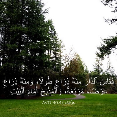 Picture 03 - حِزْقِيَال 40:47 AVD - فَقَاسَ ٱلدَّارَ مِئَةَ - Bible Verse Picture