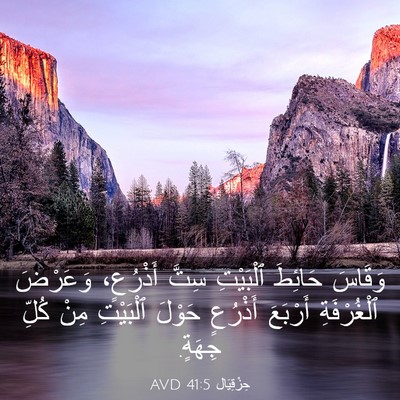 Picture 03 - حِزْقِيَال 41:5 AVD - وَقَاسَ حَائِطَ ٱلْبَيْتِ - Bible Verse Picture
