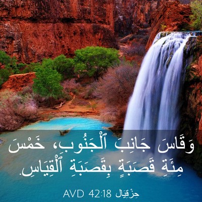 Picture 03 - حِزْقِيَال 42:18 AVD - وَقَاسَ جَانِبَ - Bible Verse Picture
