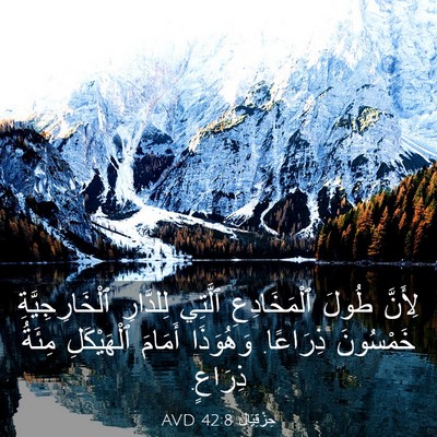 Picture 03 - حِزْقِيَال 42:8 AVD - لِأَنَّ طُولَ - Bible Verse Picture