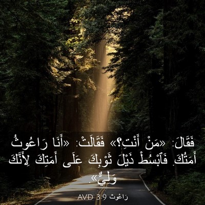 Picture 03 - رَاعُوث 3:9 AVD - فَقَالَ: «مَنْ أَنْتِ؟» - Bible Verse Picture