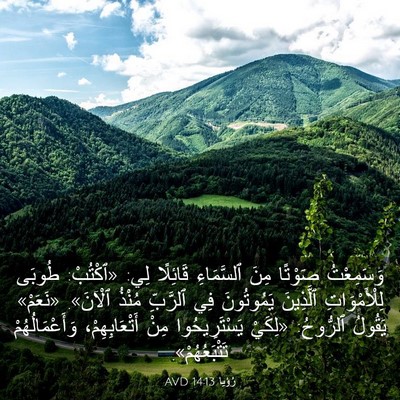 Picture 03 - رُؤيا 14:13 AVD - وَسَمِعْتُ صَوْتًا مِنَ - Bible Verse Picture