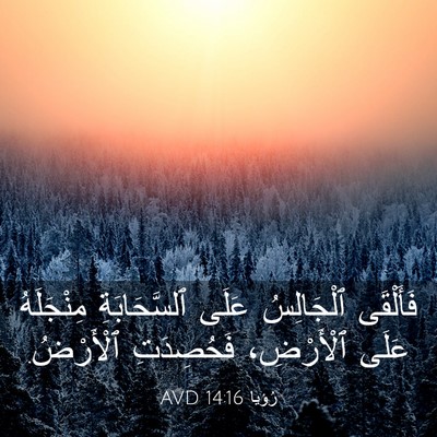 Picture 03 - رُؤيا 14:16 AVD - فَأَلْقَى ٱلْجَالِسُ - Bible Verse Picture