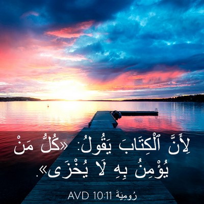 Picture 03 - رُومِيَةَ 10:11 AVD - لِأَنَّ ٱلْكِتَابَ - Bible Verse Picture