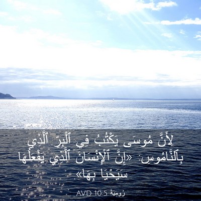 Picture 03 - رُومِيَةَ 10:5 AVD - لِأَنَّ مُوسَى يَكْتُبُ - Bible Verse Picture