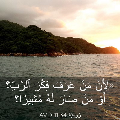 Picture 03 - رُومِيَةَ 11:34 AVD - «لِأَنْ مَنْ عَرَفَ فِكْرَ - Bible Verse Picture