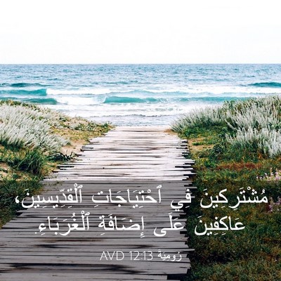 Picture 03 - رُومِيَةَ 12:13 AVD - مُشْتَرِكِينَ فِي - Bible Verse Picture