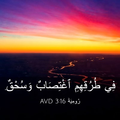 Picture 03 - رُومِيَةَ 3:16 AVD - فِي طُرُقِهِمِ ٱغْتِصَابٌ - Bible Verse Picture