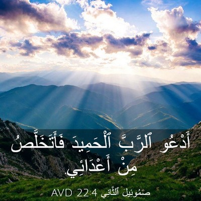 Picture 03 - صَمُوئِيلَ ٱلثَّانِي 22:4 AVD - أَدْعُو ٱلرَّبَّ - Bible Verse Picture