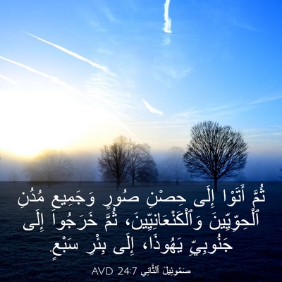 Picture 03 - صَمُوئِيلَ ٱلثَّانِي 24:7 AVD - ثُمَّ أَتَوْا إِلَى حِصْنِ - Bible Verse Picture