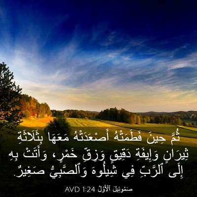 Picture 03 - صَمُوئِيلَ ٱلْأَوَّلُ 1:24 AVD - ثُمَّ حِينَ فَطَمَتْهُ - Bible Verse Picture