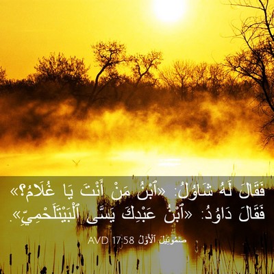 Picture 03 - صَمُوئِيلَ ٱلْأَوَّلُ 17:58 AVD - فَقَالَ لَهُ شَاوُلُ: - Bible Verse Picture