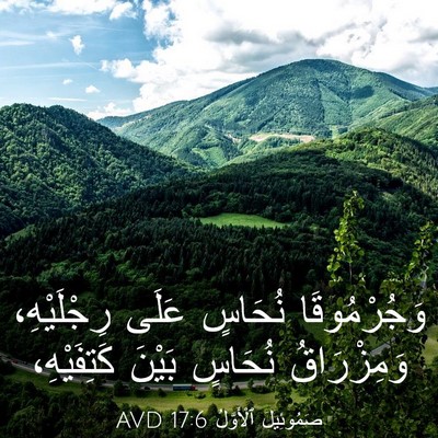 Picture 03 - صَمُوئِيلَ ٱلْأَوَّلُ 17:6 AVD - وَجُرْمُوقَا نُحَاسٍ - Bible Verse Picture
