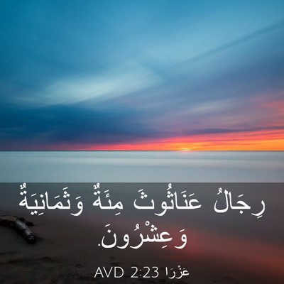 Picture 03 - عَزْرَا 2:23 AVD - رِجَالُ عَنَاثُوثَ مِئَةٌ - Bible Verse Picture