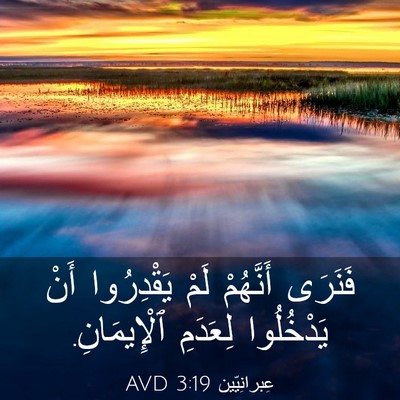 Picture 03 - عِبرانِيّين 3:19 AVD - فَنَرَى أَنَّهُمْ لَمْ - Bible Verse Picture