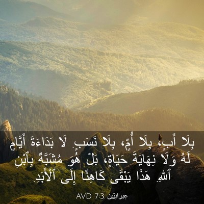Picture 03 - عِبرانِيّين 7:3 AVD - بِلَا أَبٍ، بِلَا أُمٍّ، - Bible Verse Picture