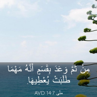 Picture 03 - مَتَّى 14:7 AVD - مِنْ ثَمَّ وَعَدَ بِقَسَمٍ - Bible Verse Picture