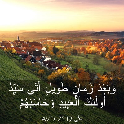 Picture 03 - مَتَّى 25:19 AVD - وَبَعْدَ زَمَانٍ طَوِيلٍ - Bible Verse Picture