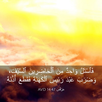 Picture 03 - مَرْقُس 14:47 AVD - فَٱسْتَلَّ وَاحِدٌ مِنَ - Bible Verse Picture
