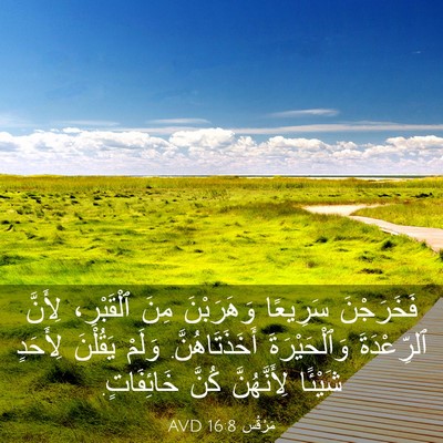 Picture 03 - مَرْقُس 16:8 AVD - فَخَرَجْنَ سَرِيعًا - Bible Verse Picture