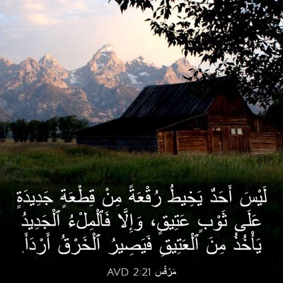Picture 03 - مَرْقُس 2:21 AVD - لَيْسَ أَحَدٌ يَخِيطُ - Bible Verse Picture