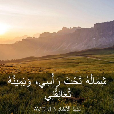 Picture 03 - نَشِيدُ ٱلْأَنْشَادِ 8:3 AVD - شِمَالُهُ تَحْتَ رَأْسِي، - Bible Verse Picture