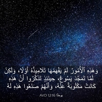 Picture 03 - يوحنَّا 12:16 AVD - وَهَذِهِ ٱلْأُمُورُ لَمْ - Bible Verse Picture
