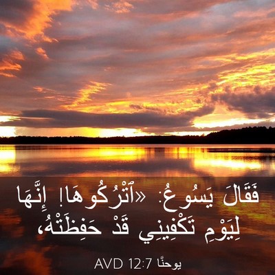 Picture 03 - يوحنَّا 12:7 AVD - فَقَالَ يَسُوعُ: - Bible Verse Picture
